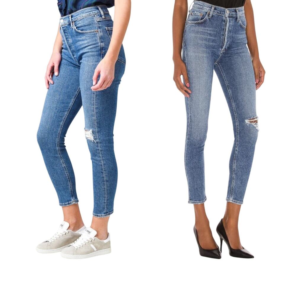 AGOLDE Nico High-Rise Slim Fit Jeans Distressed Size 28